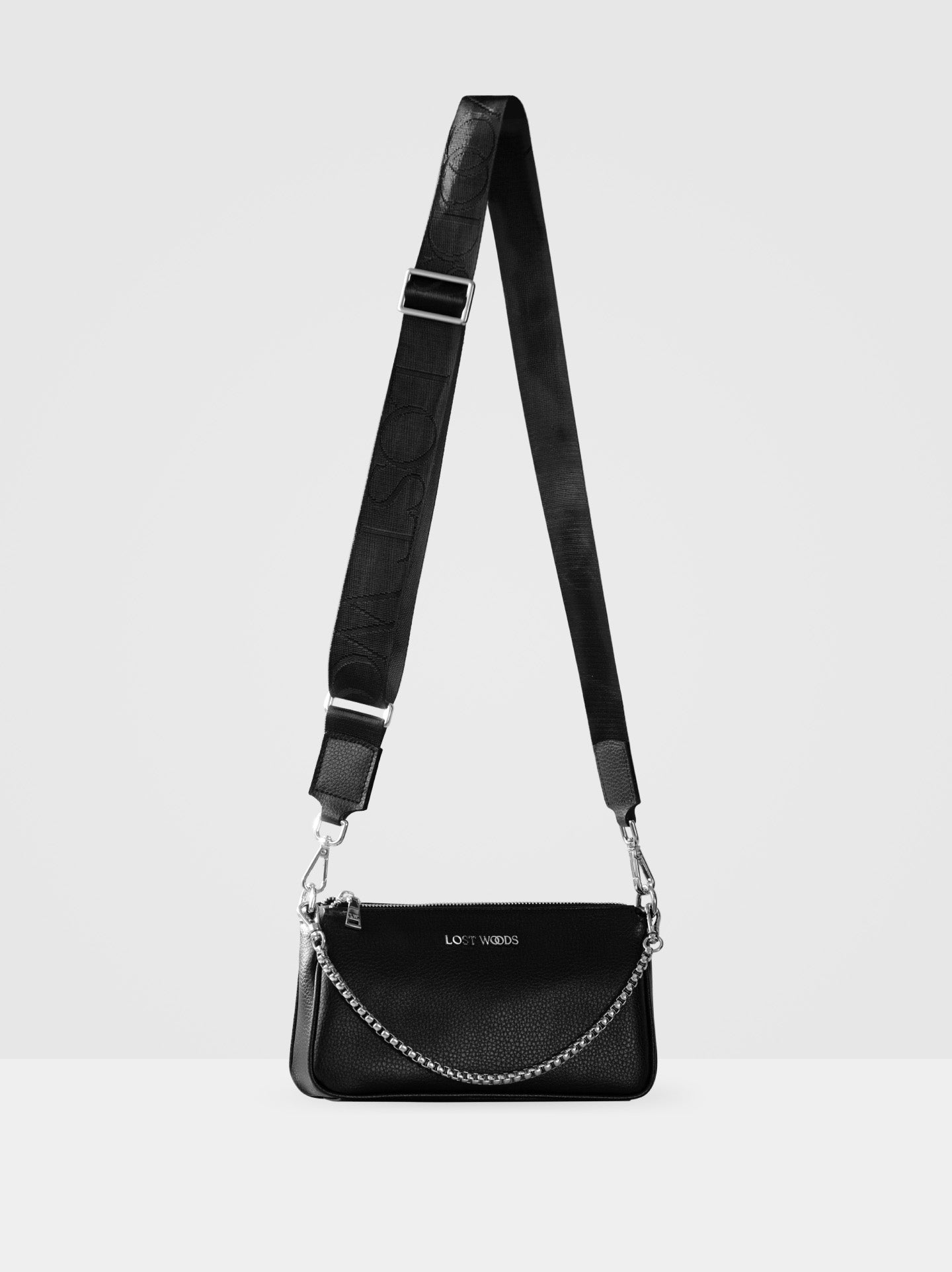 Thick Crossbody Bag Strap, Black and Silver