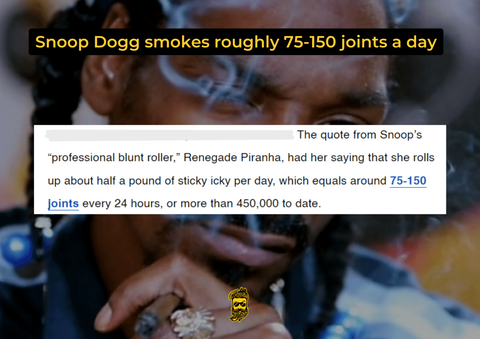 Snoop dogg smokes 75-150 joints per day