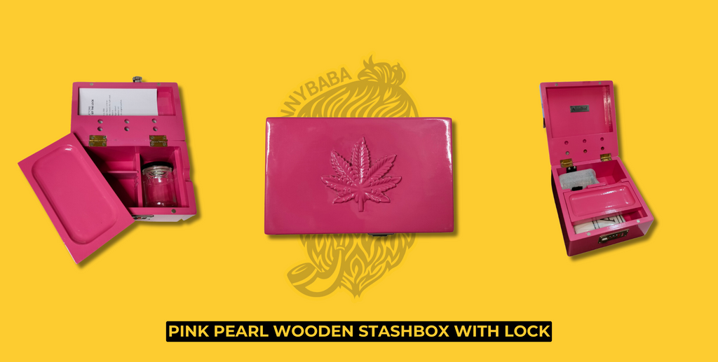 Buy Pink Pearl Wooden Stashbox with Lock