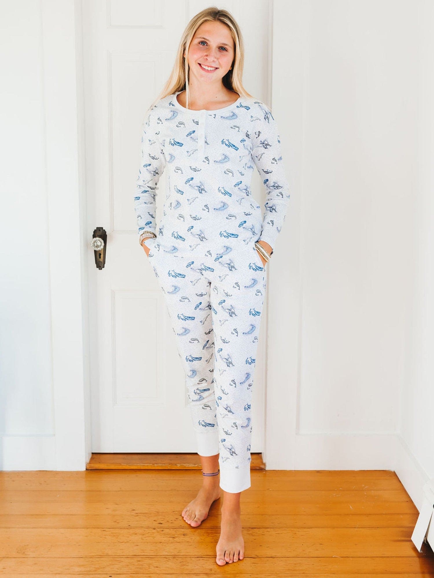 Long Sleeve Pajama Set - Save the Whales – Erica Wilson