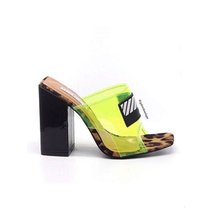 lime chunky block heel mule