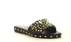 gold studded slides