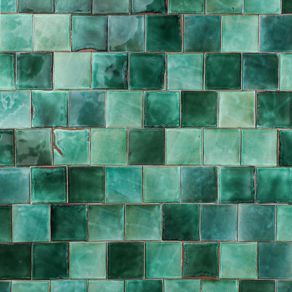 Olympus Jade Green Feather 85x300 Hand Made Gloss Tile