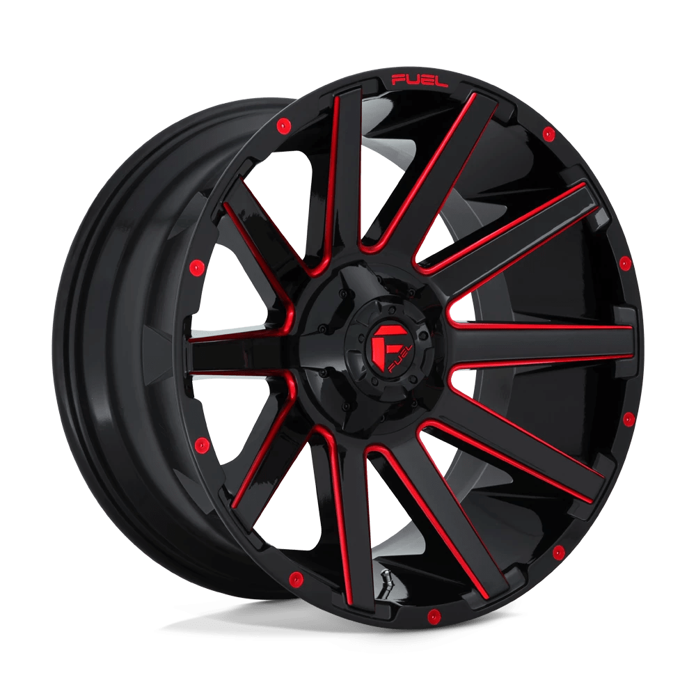 Fuel 1PC D643 CONTRA 24x12 -44 8x170/8x170 GLOSS BLACK RED TINTED CLEAR