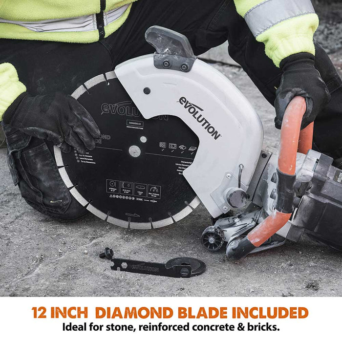 Evolution R300DCT 12 In Concrete Saw (Aka Circular Saw, Angle Grinder, Chop  Saw, Cut Off Saw, Demo Saw, Disc Cutter, Power Cutter) 15A Motor, No 