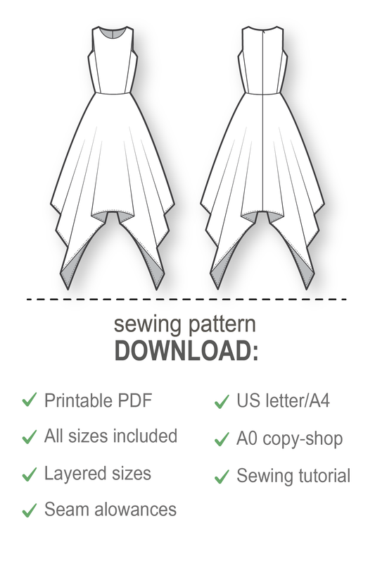 Skirt HARPER With Box Pleats PDF Sewing Pattern Sizes 48-60 18-30 Instant  Download in A4, Letter, A0, 36x48 