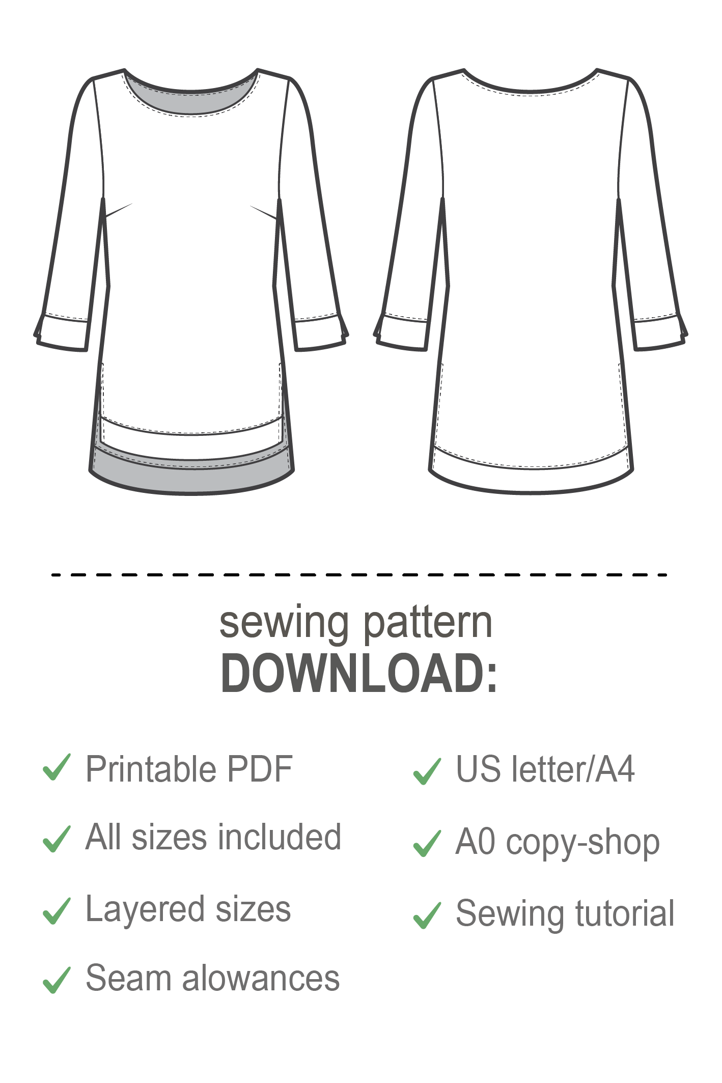 Sewing Pattern - Hight Low Top With Long Sleeves – Dressy Talk