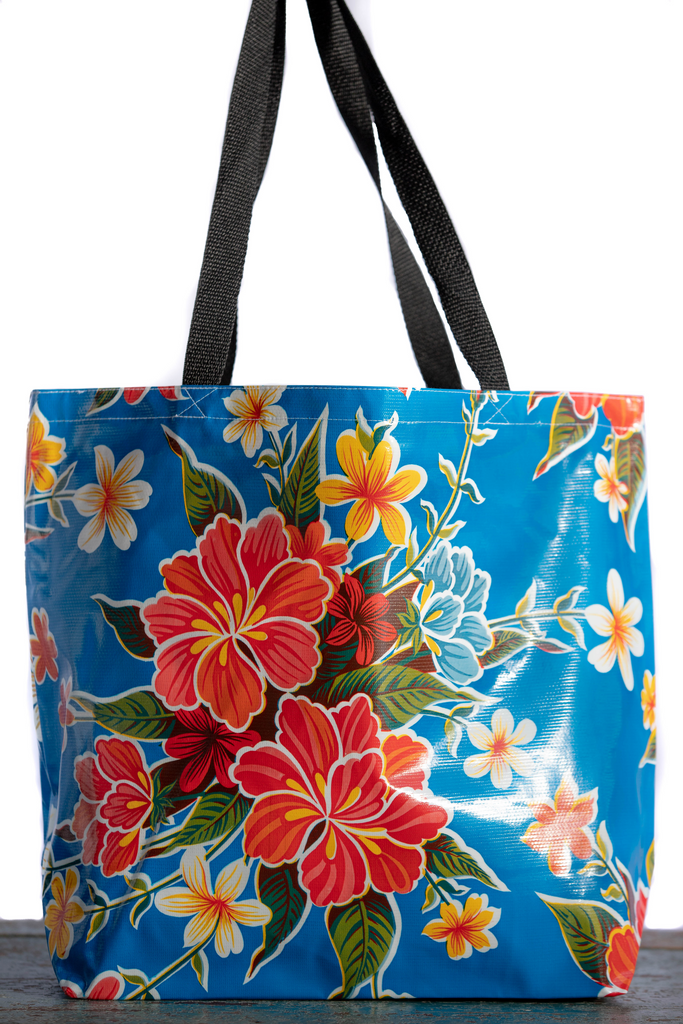Hibiscus Blue Large Tote – Oilcloth International, Inc.