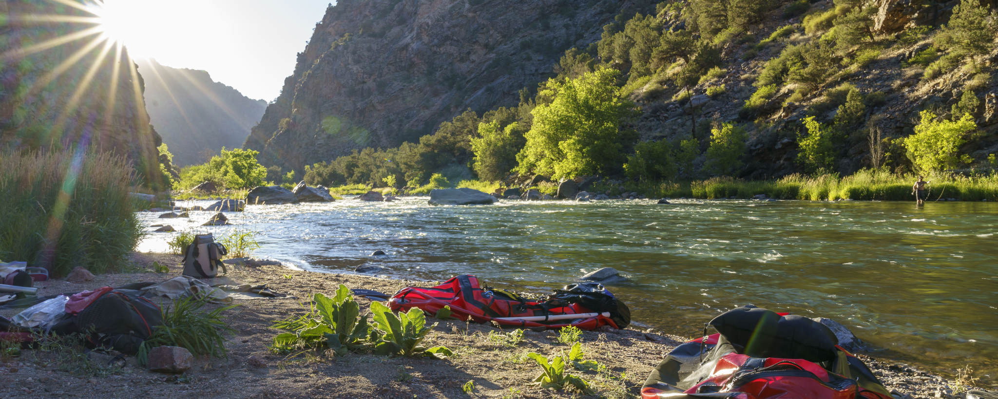 Gunnison River Bank with packraft Sunset Fly Fishing 