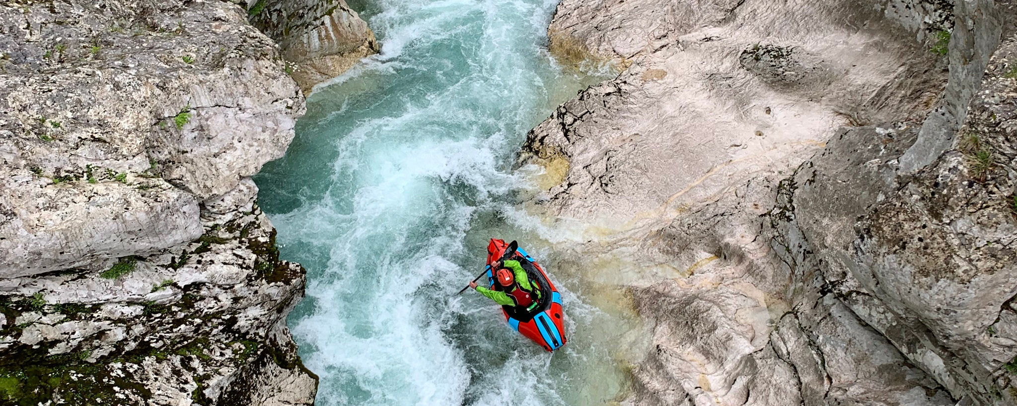 Packraft Europe Founder Paddling Upper Soca Canyon