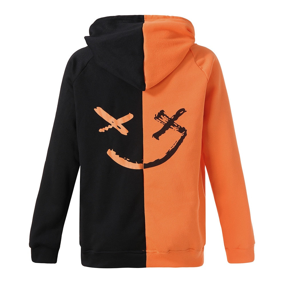 be happy hoodie orange and black