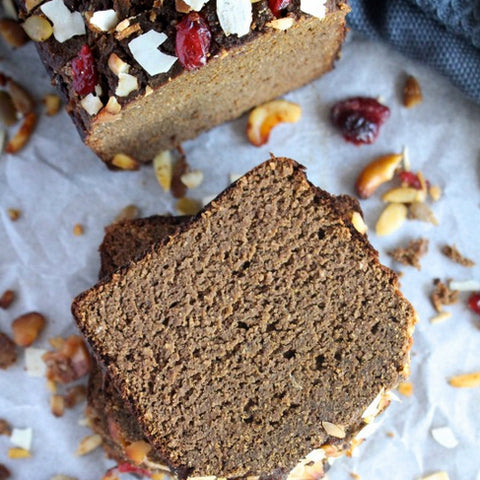 Banana bread with coconut and cranberries