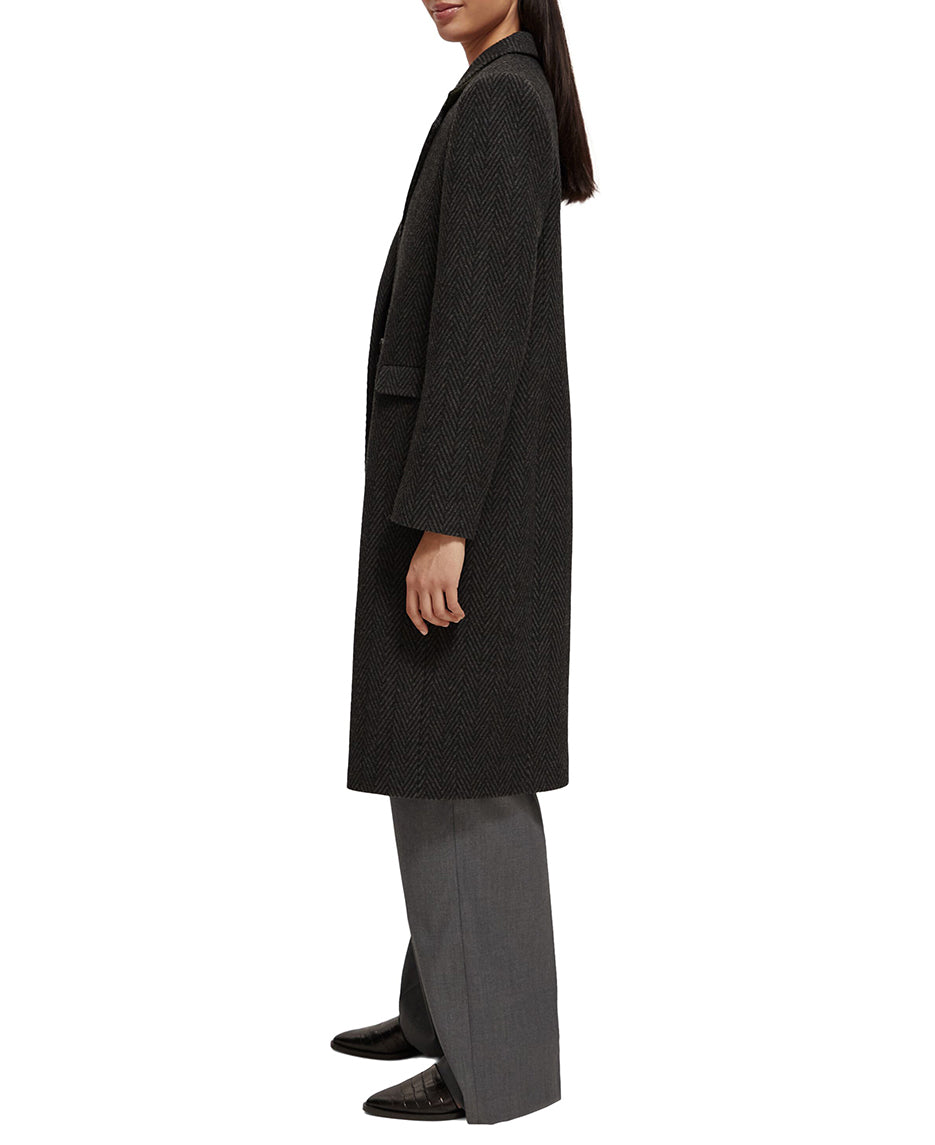 Wool Blend Tailored Coat