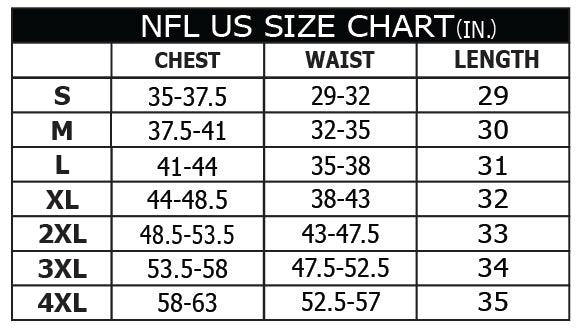 Nfl Limited Jersey Size Chart