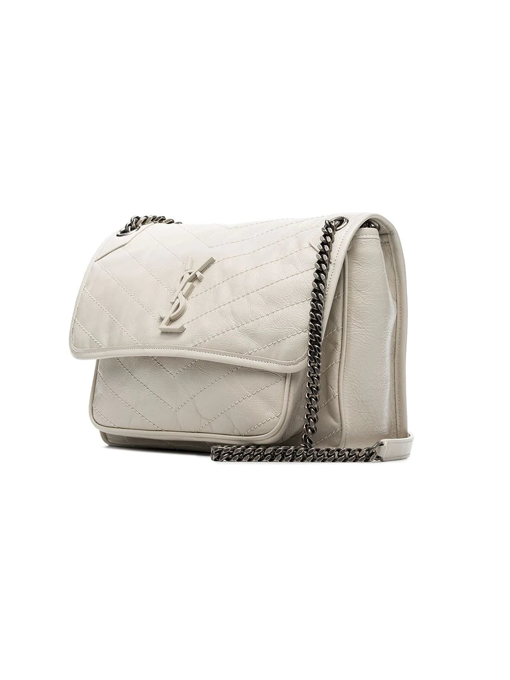 Sunset medium Saint Laurent silver Silvery White Metallic Leather  ref.241042 - Joli Closet