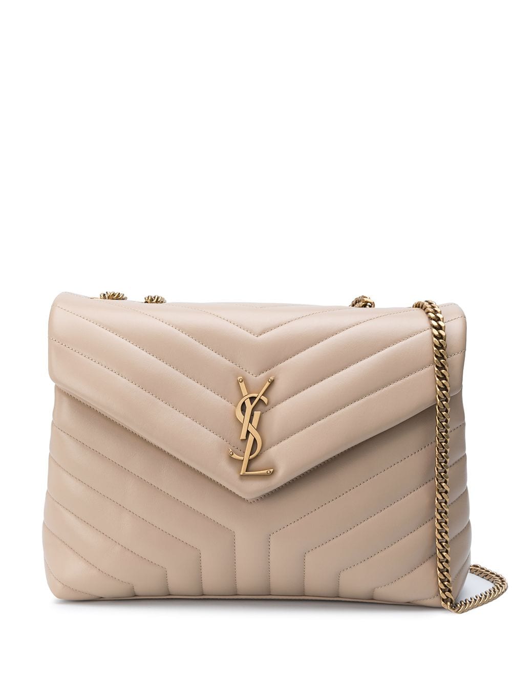 Saint Laurent College Medium In Quilted Leather - Natural