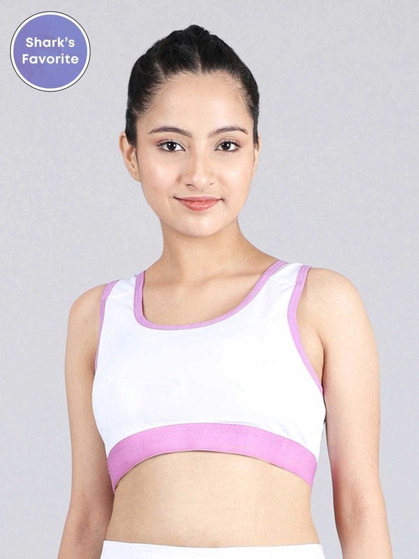 D'chica Pack of 2 Cotton Athleisure Sports Bra For Girls Grey and