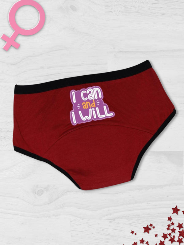 D'chica I can & Will Eco-friendly Period Panties For Teenagers Maroon