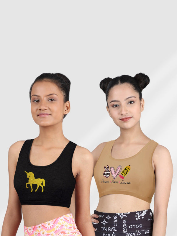 D'chica Cotton Girls Training Bras with Double Front Layering for Teens -  Pack of 5: Buy Online at Best Price in UAE 