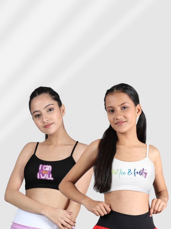 DChica Cotton Racerback Sports Bra for Girls, Stylish Cross Back Full  Coverage Bra, Non Padding and Nipple Coverage, Perfect for Cardio, Zumba &  Yoga, Black, 9 Years-10 Years : : Fashion