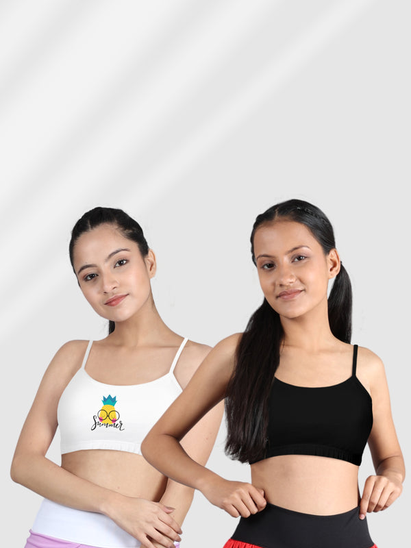 Buy Dchica Girls Thin Strap Single Layered Everyday Bra  Pack of 2 Grey &  Pink Bra Online at Best Prices in India - JioMart.