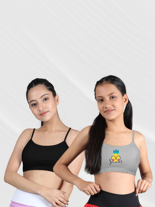 Double-layer Thin Strap Cotton Teen Girls' Sports Bra