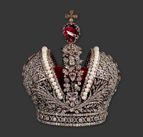 Imperial crown of Russia: Made from large diamonds, rubies and pearls