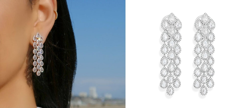 64Facets Diamond Cascade Earrings