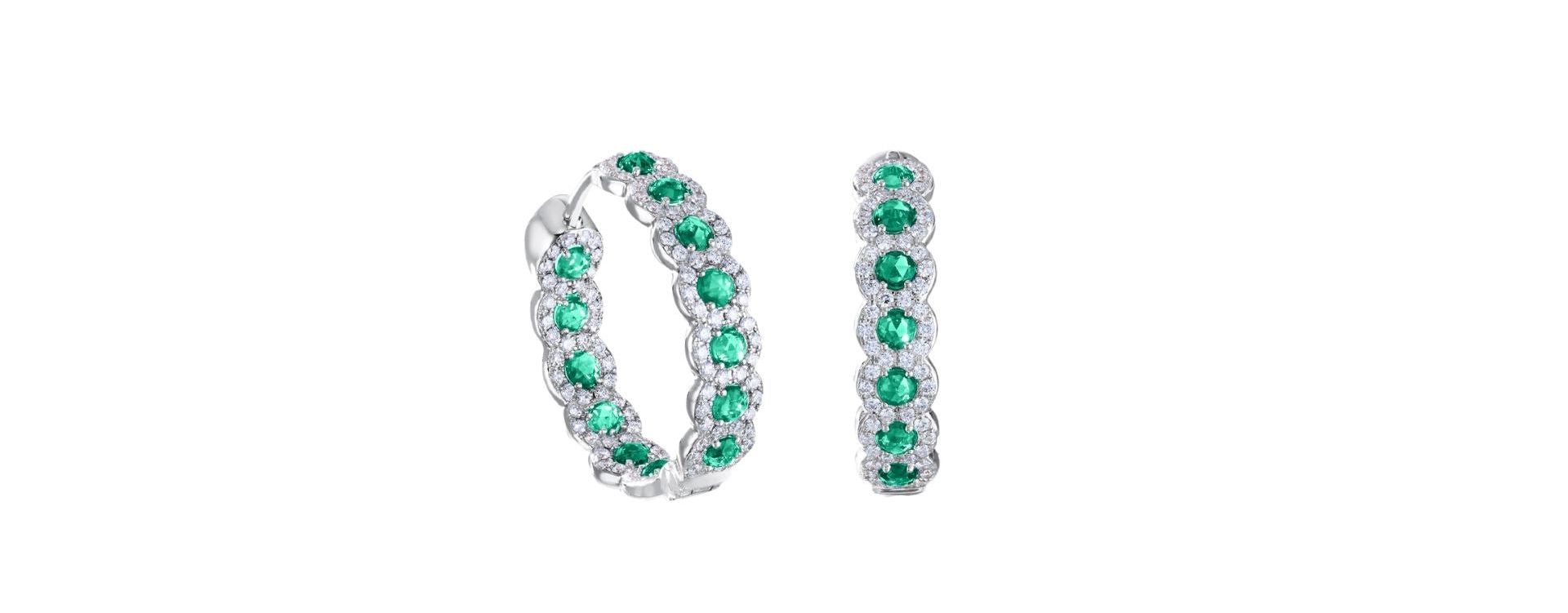 64Facets Elements Emerald Hoop Earrings