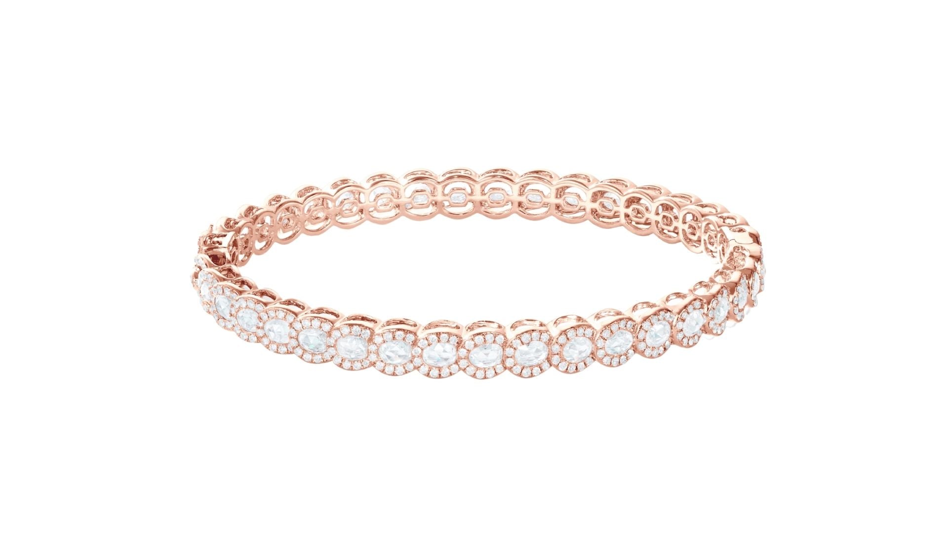 64Facets Scallop Diamond Oval Mesh Bangle