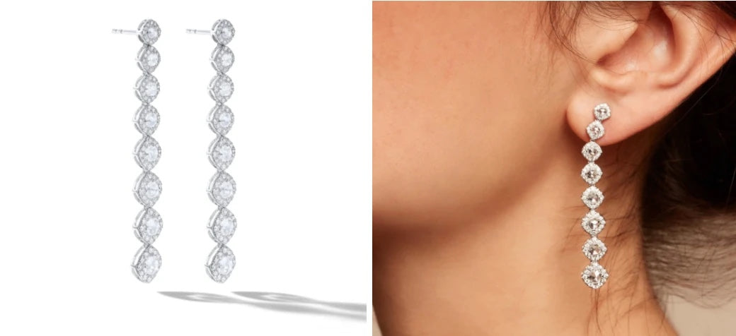 Cushion diamond drop earrings