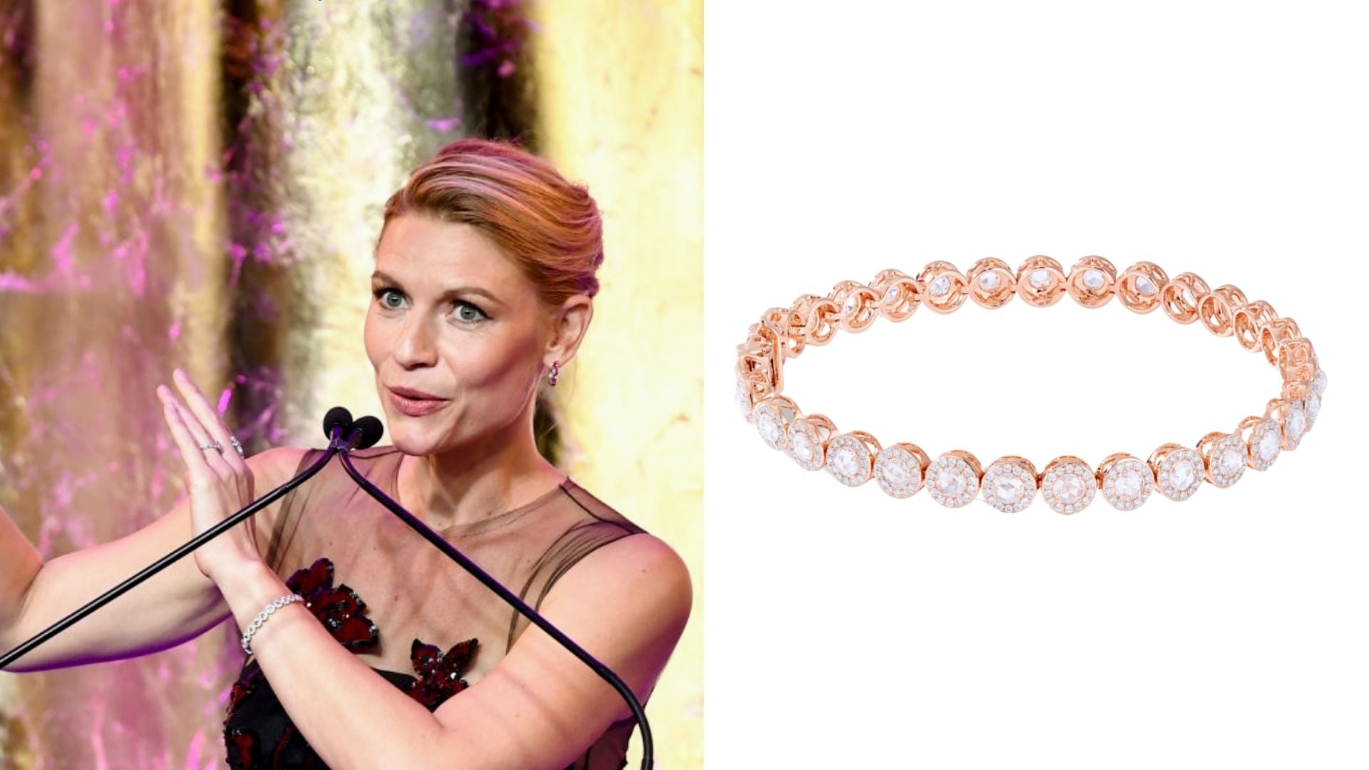 Claire Danes wearing 64Facets Diamond Scallop Bracelet
