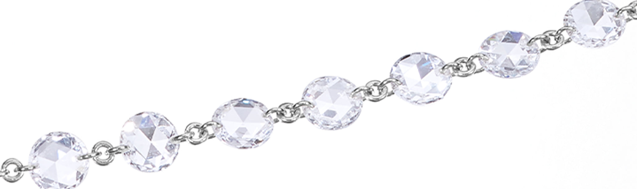 Close up of rose-cut diamonds on Ethereal Diamond Chain Necklace