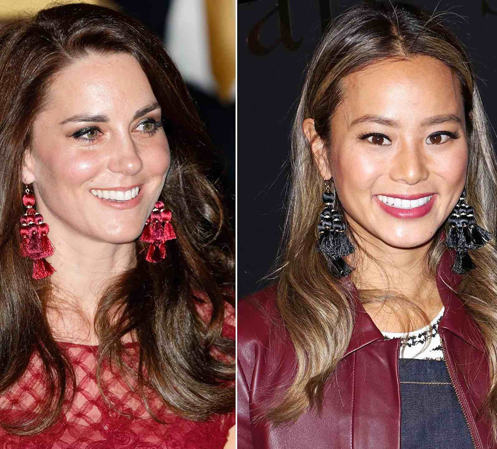 Kate Middleton and Jamie Chung wearing tassel earrings