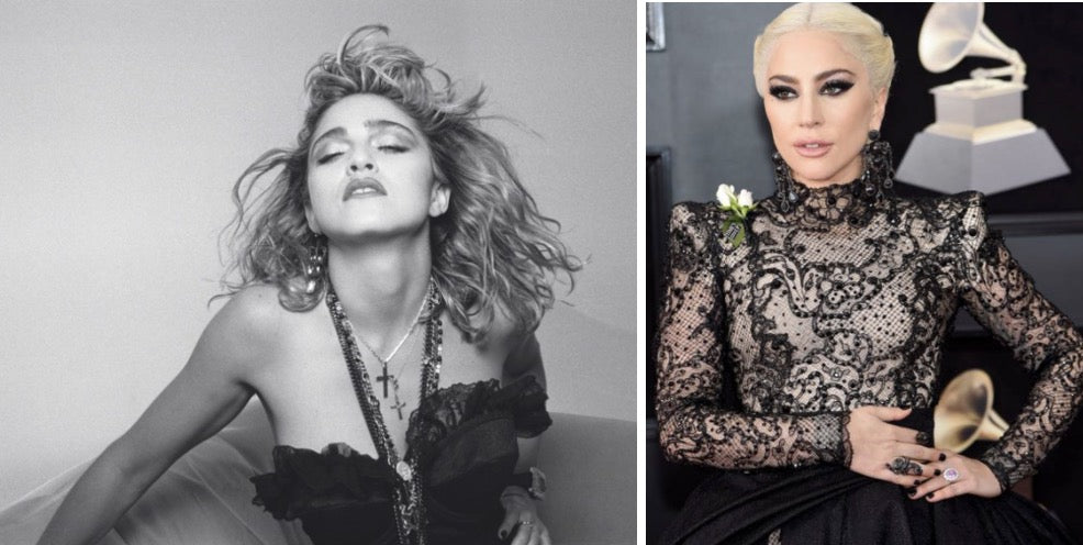 Madonna and Lady Gaga wearing black diamonds
