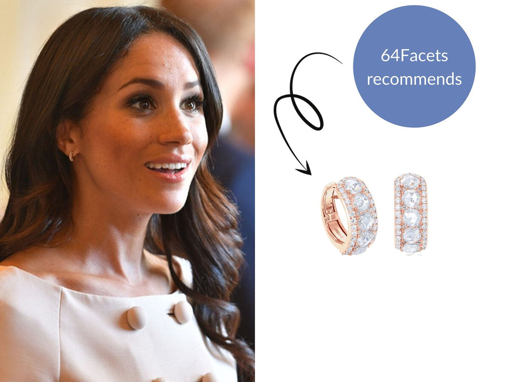 Meghan Markle wearing diamond huggie earrings