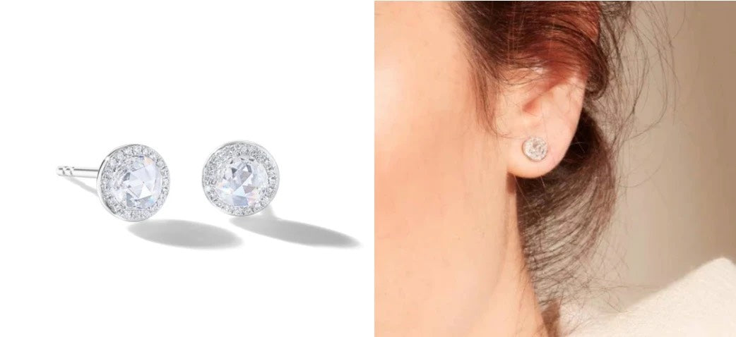 Scallop rose-cut diamond studs