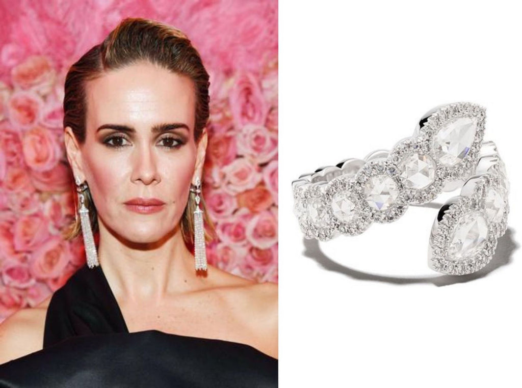 Sarah Paulson at the Met Gala with tassel earrings