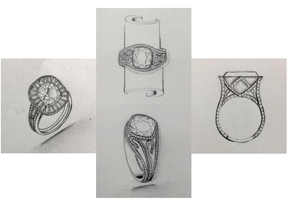 Embossed Diamond Engagement Ring  Jewelry Designs