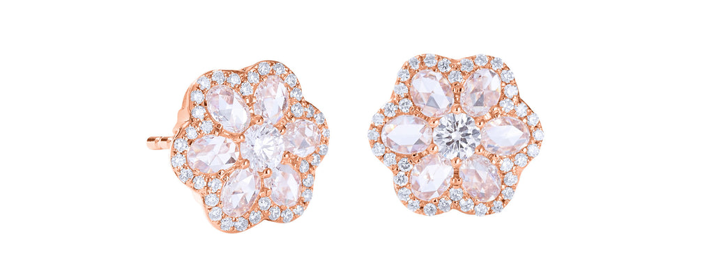 64facets floral diamond stud earrings 