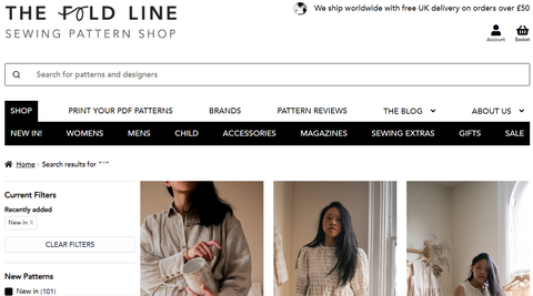 Screenshot of the Fold Line new pattern page.