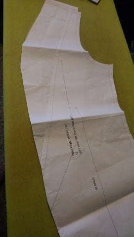 Paper pattern piece for the Genevieve front, adjusted to fit as a lining.