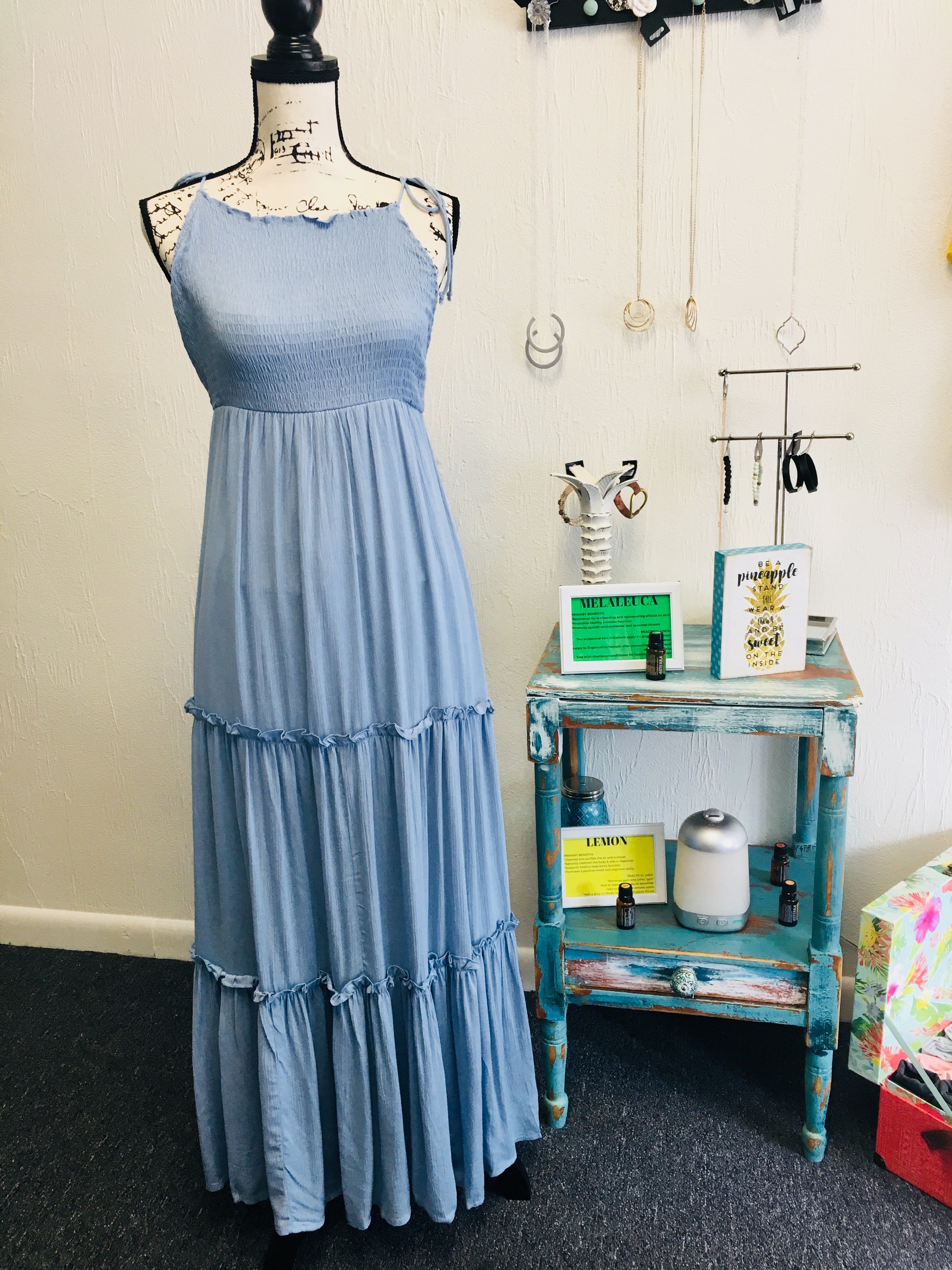 boho maxi dress blue