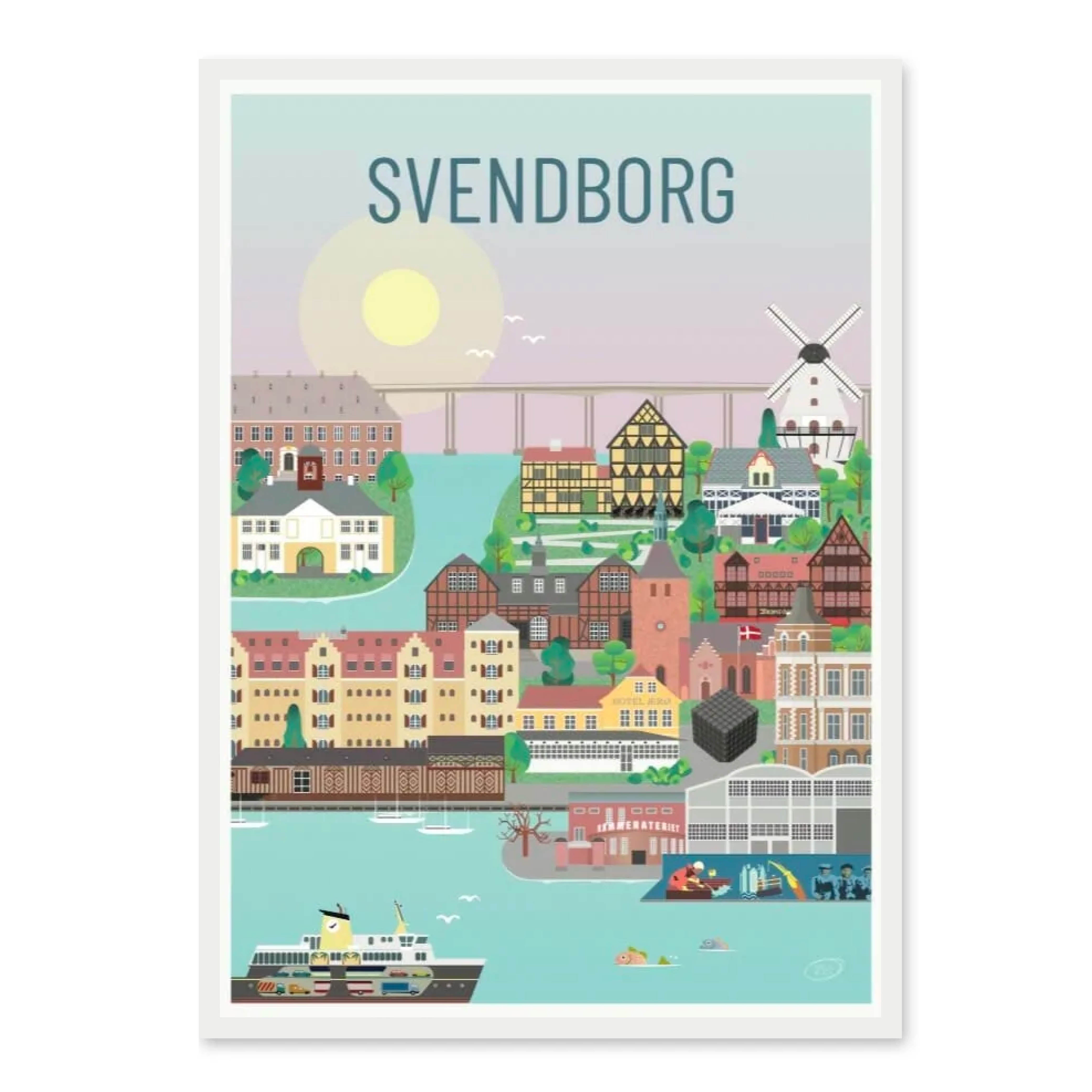 Svendborg plakat - illustration af – Homedec.dk