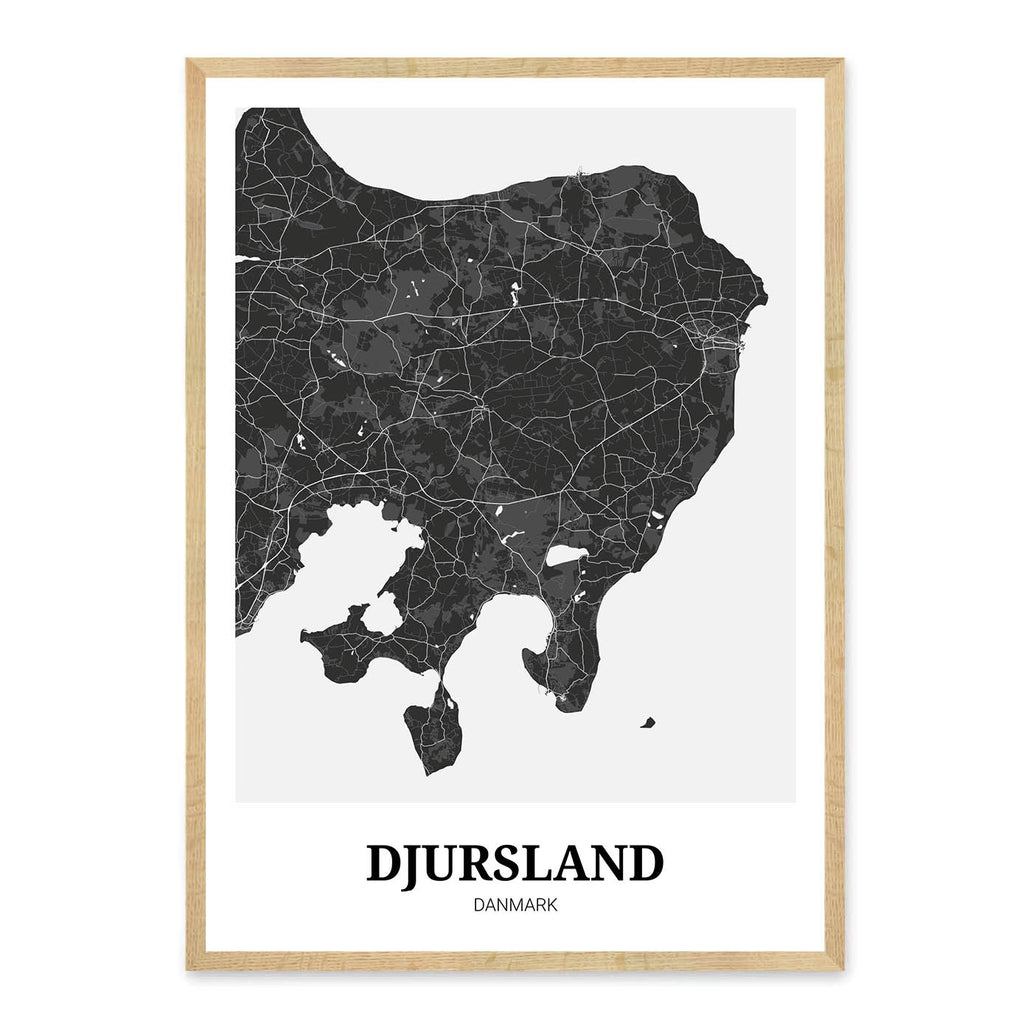 gennemsnit helbrede enestående Djursland bykort plakat - Sort – Homedec.dk