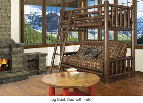 bunk bed with futon in living room