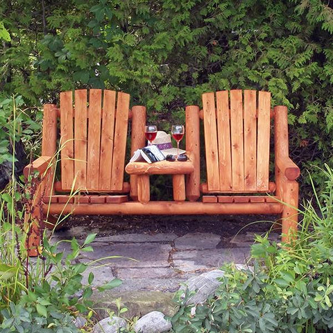 log furniture and more gossip bench made in canada.