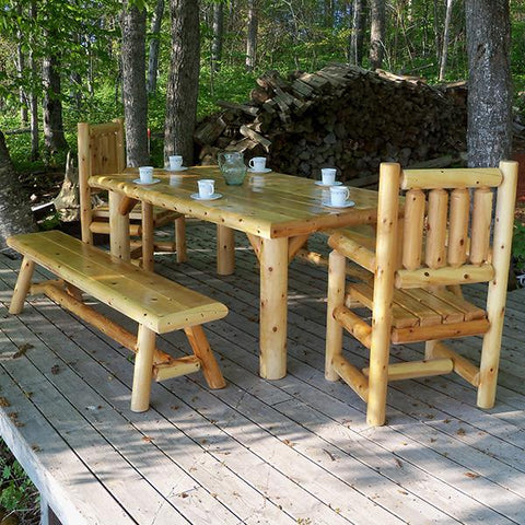 outdoor wood dining tables to match the tiki bar backyard