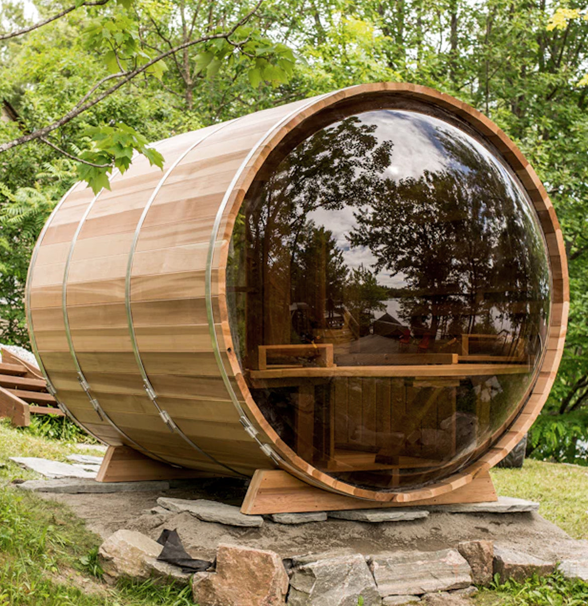 Panoramic Outdoor Cedar Barrel Saunas – Log Furniture and More