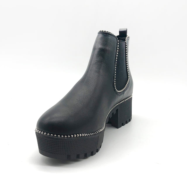 black ankle boots silver studs